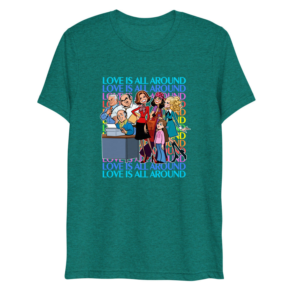 Debut garment mockup | Newsroom (Triblend) | Teal Triblend
