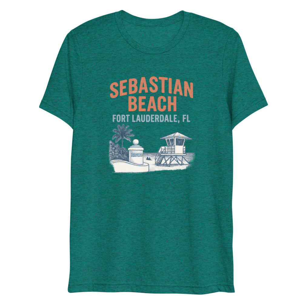 Debut garment mockup | Sebastian Beach (Triblend) | Teal Triblend