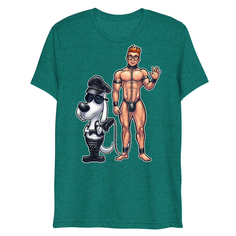 Debut garment mockup | Wag the Pup (Triblend) | Teal Triblend