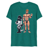 Debut garment mockup | Wag the Pup (Triblend) | Teal Triblend
