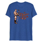 Debut garment mockup | Elbows Up (Triblend) | True Royal Triblend