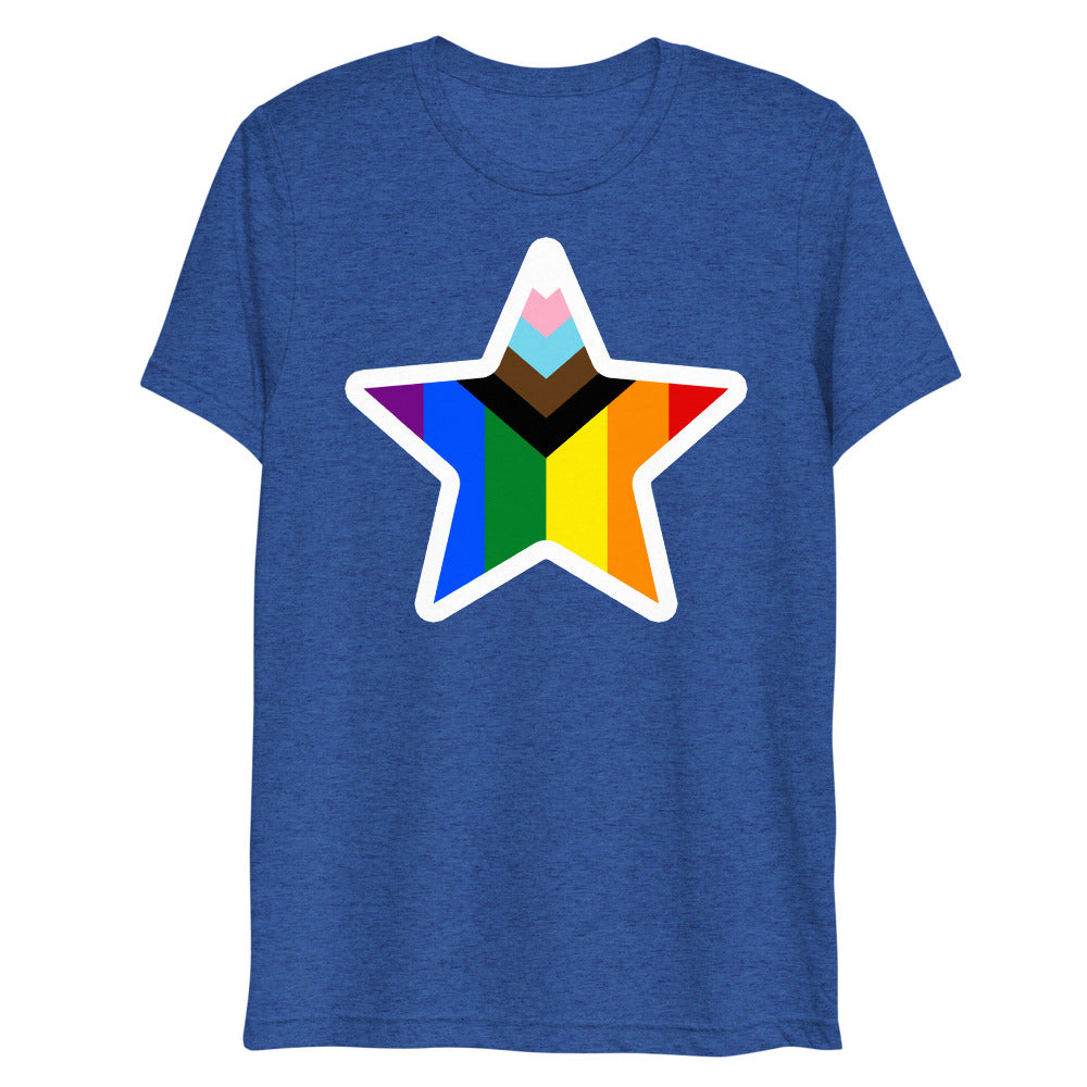 Debut garment mockup | Stars and Progress (Triblend) | True Royal Triblend
