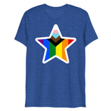 Debut garment mockup | Stars and Progress (Triblend) | True Royal Triblend