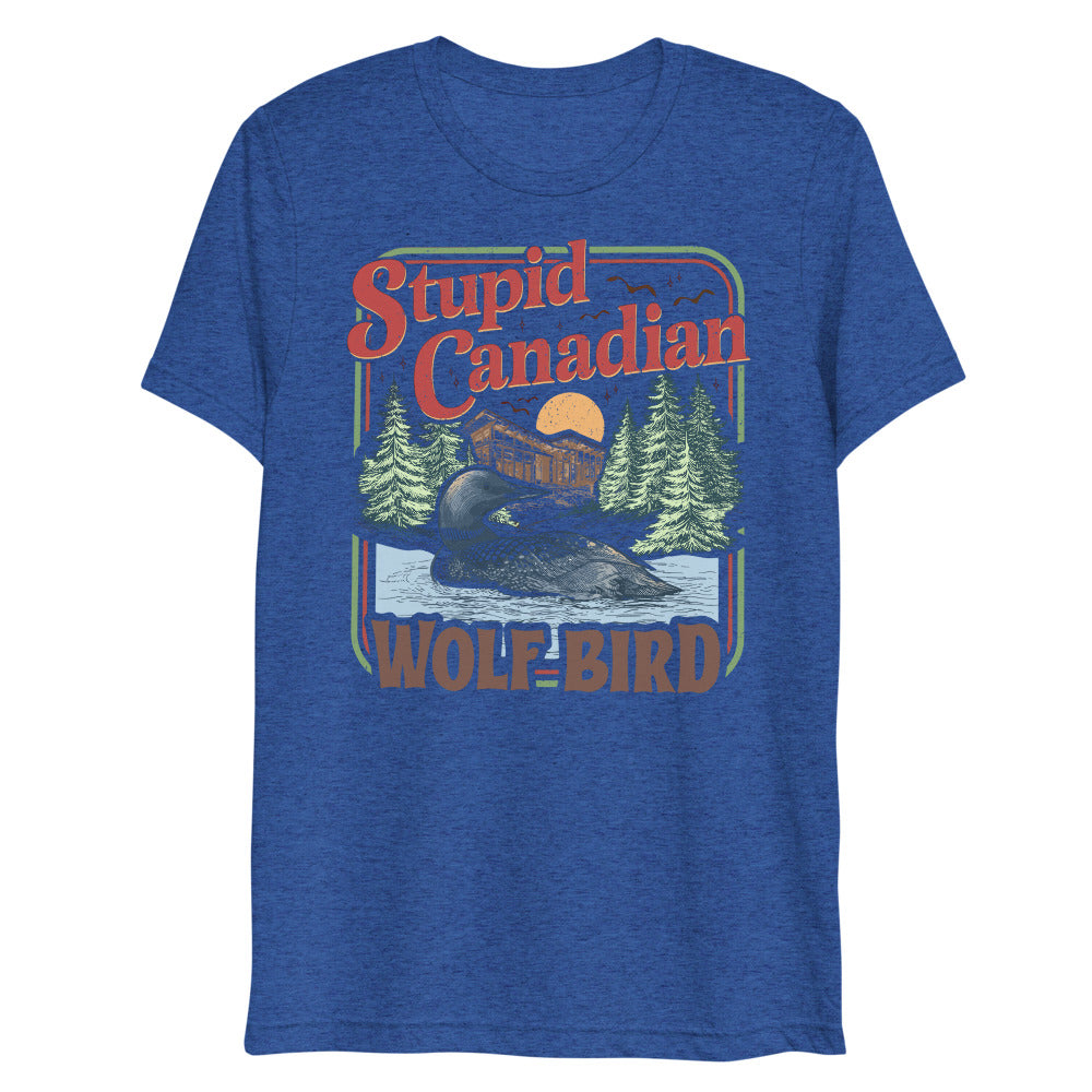 Debut garment mockup | Wolf Bird (Triblend) | True Royal Triblend