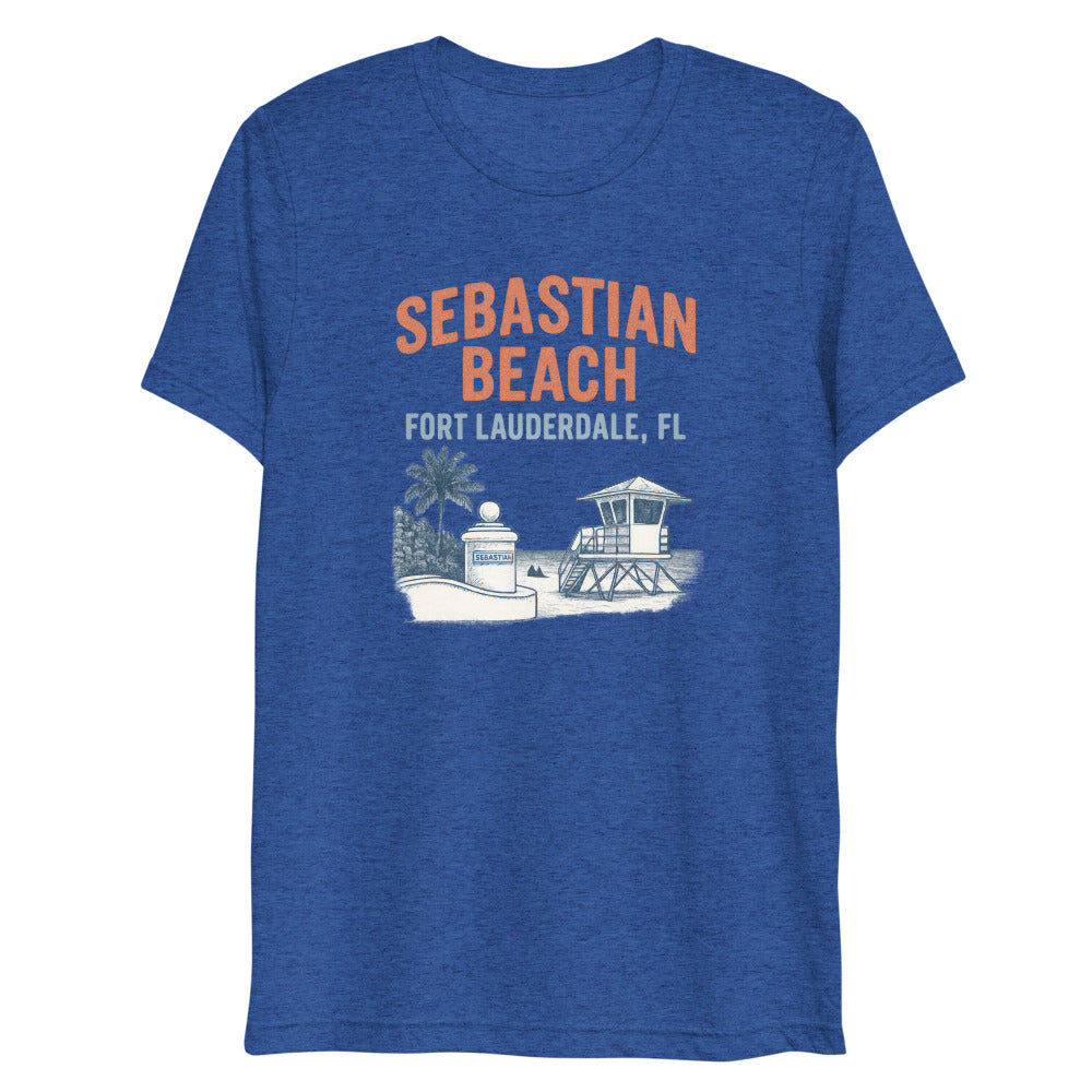 Debut garment mockup | Sebastian Beach (Triblend) | True Royal Triblend