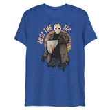 Debut garment mockup | Just the Tip of Horror (Triblend) | True Royal Triblend