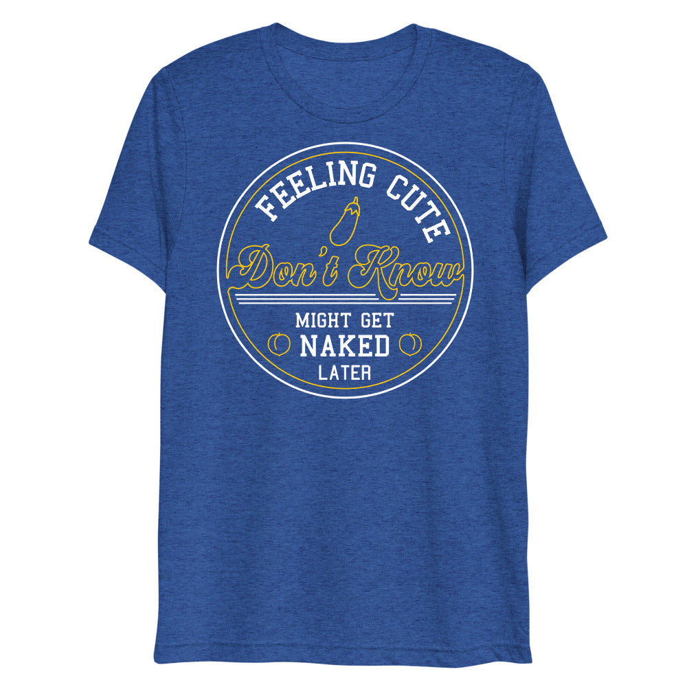 Debut garment mockup | Feeling Cute IDK (Triblend) | True Royal Triblend