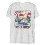 Debut garment mockup | Wolf Bird (Triblend) | White Fleck Triblend