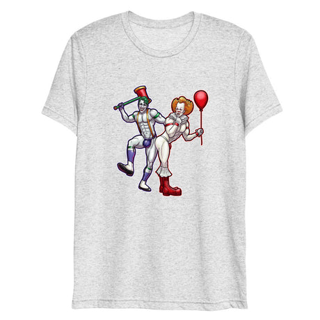 Debut garment mockup | Clowns to the Left, Jokers to the Right (Triblend) | White Fleck Triblend