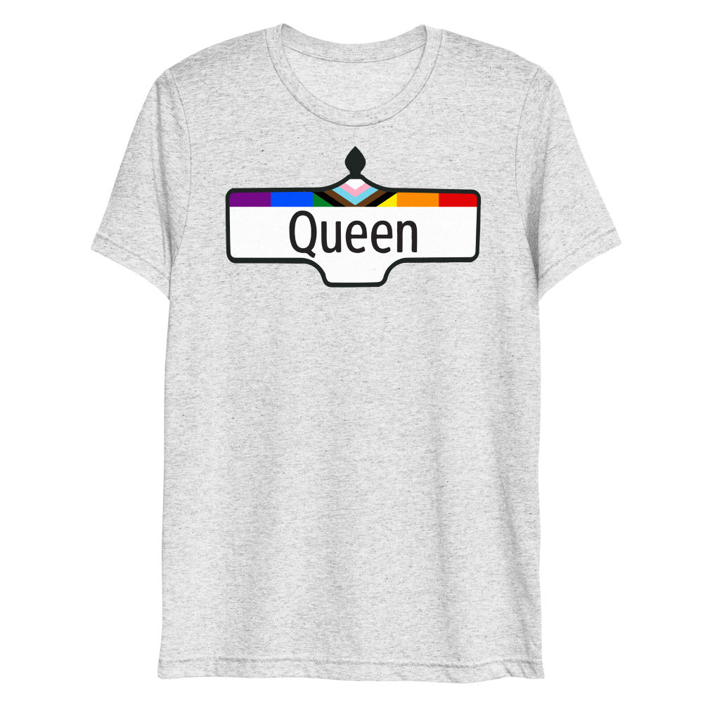 Debut garment mockup | Toronto Queen (Triblend) | White Fleck Triblend