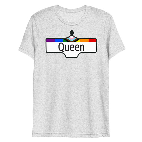 Debut garment mockup | Toronto Queen (Triblend) | White Fleck Triblend