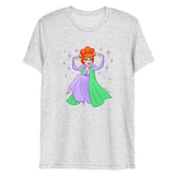 Debut garment mockup | Hello Derwood (Triblend) | White Fleck Triblend