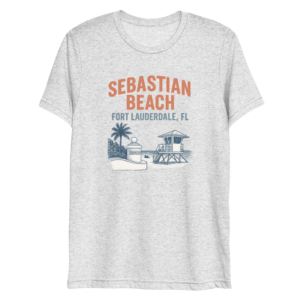Debut garment mockup | Sebastian Beach (Triblend) | White Fleck Triblend