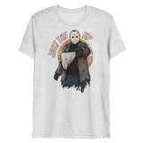 Debut garment mockup | Just the Tip of Horror (Triblend) | White Fleck Triblend