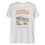 Debut garment mockup | Playa de la Bassa Rodone (Triblend) | White Fleck Triblend