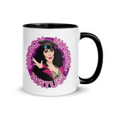 Debut garment mockup | Wagon Wheel Watusi (Mug) | Black