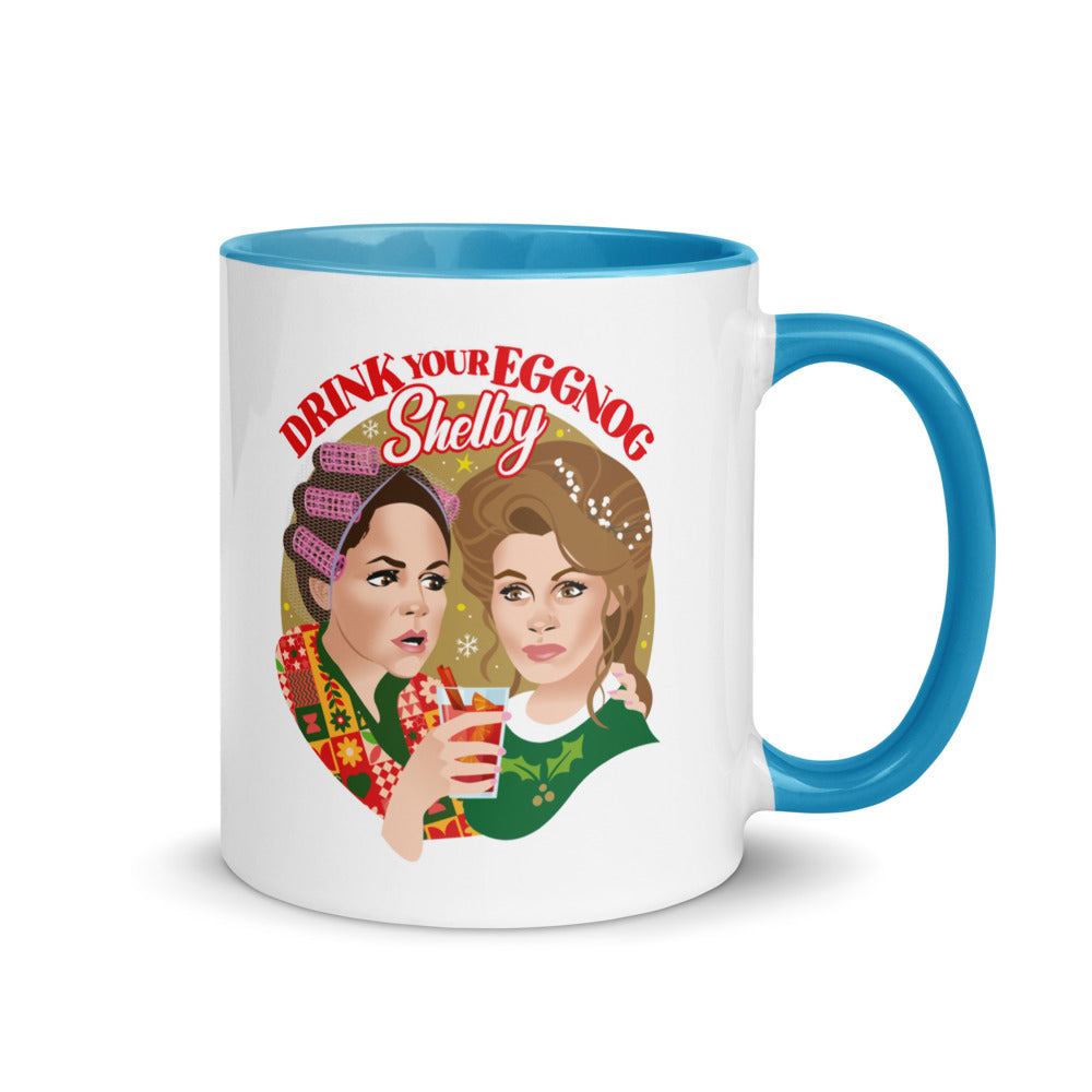 Debut garment mockup | Drink Your Eggnog Shelby (Mug) | Blue