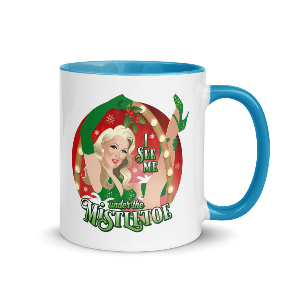Debut garment mockup | I See Me Under the Mistletoe (Mug) | Blue