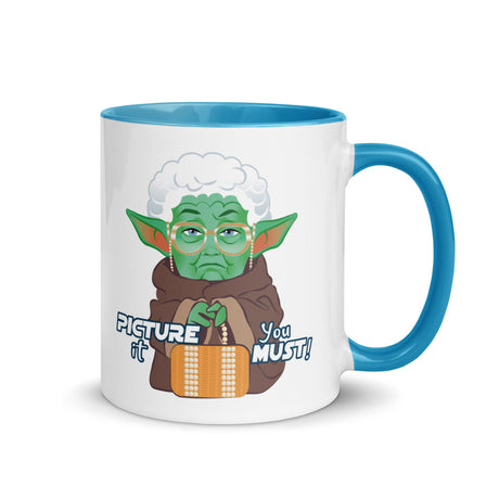 Debut garment mockup | Picture It You Must (Mug) | Blue