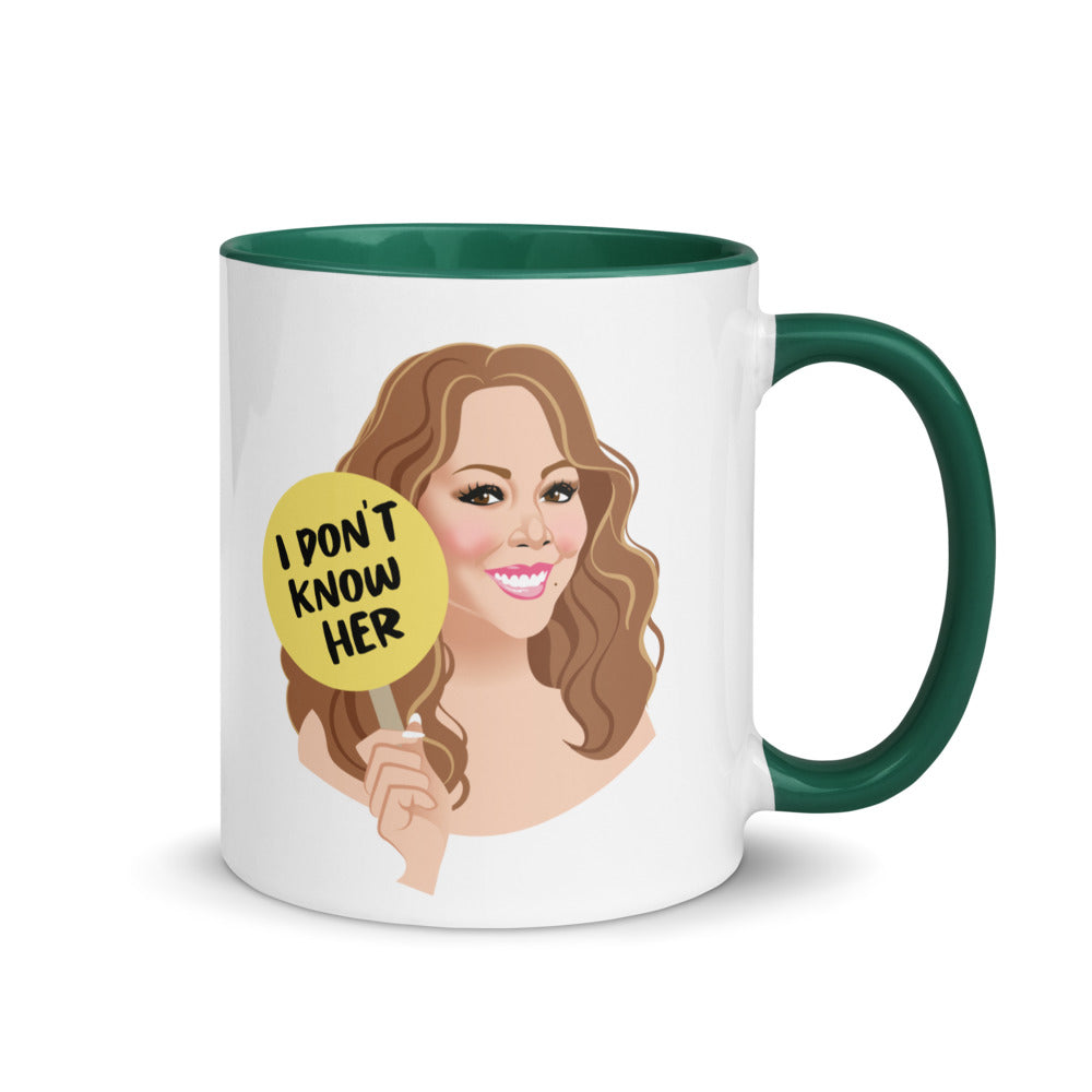 Debut garment mockup | I Don't Know Her (Mug) | Dark Green