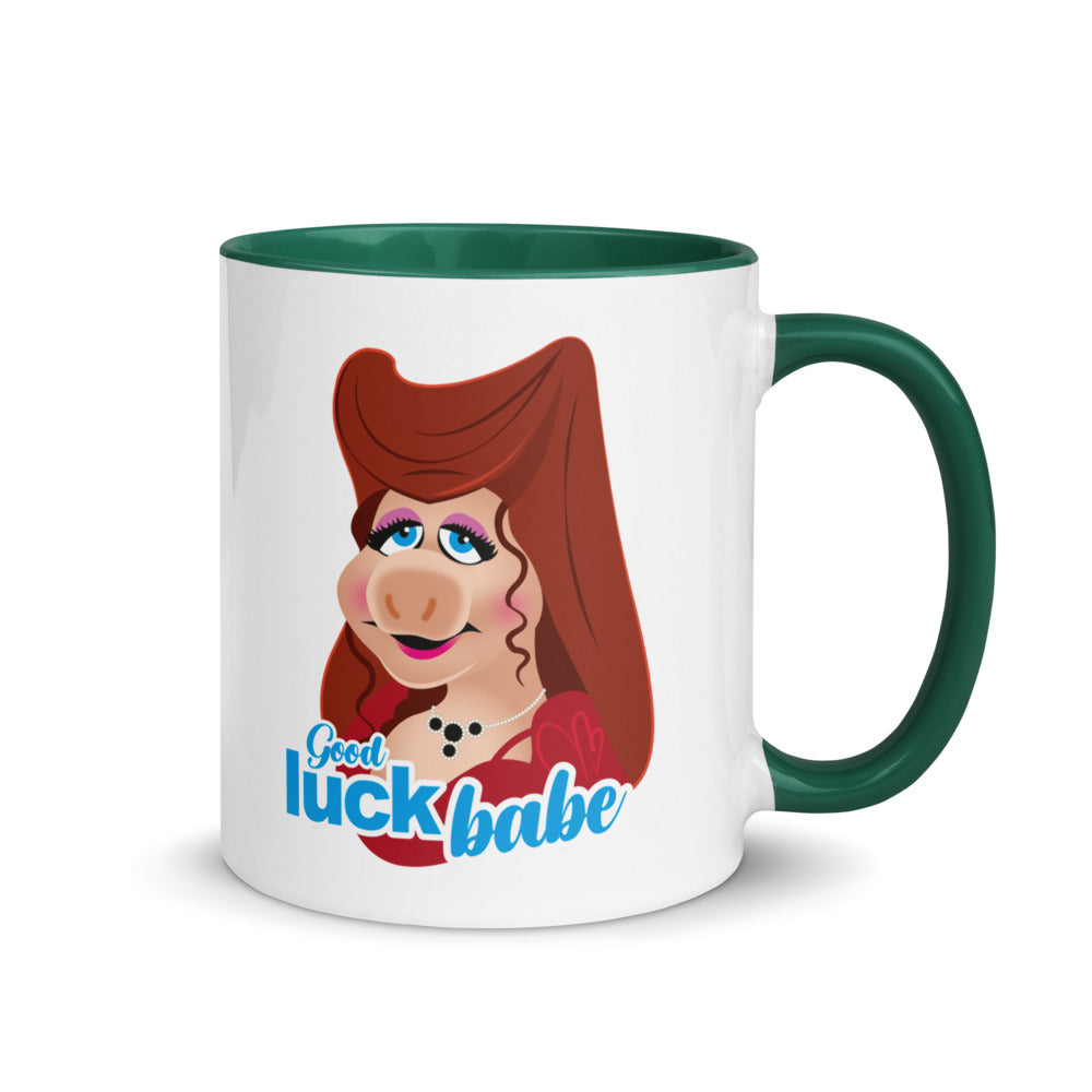 Debut garment mockup | Good Luck Babe (Mug) | Dark Green