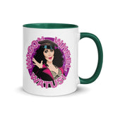 Debut garment mockup | Wagon Wheel Watusi (Mug) | Dark Green