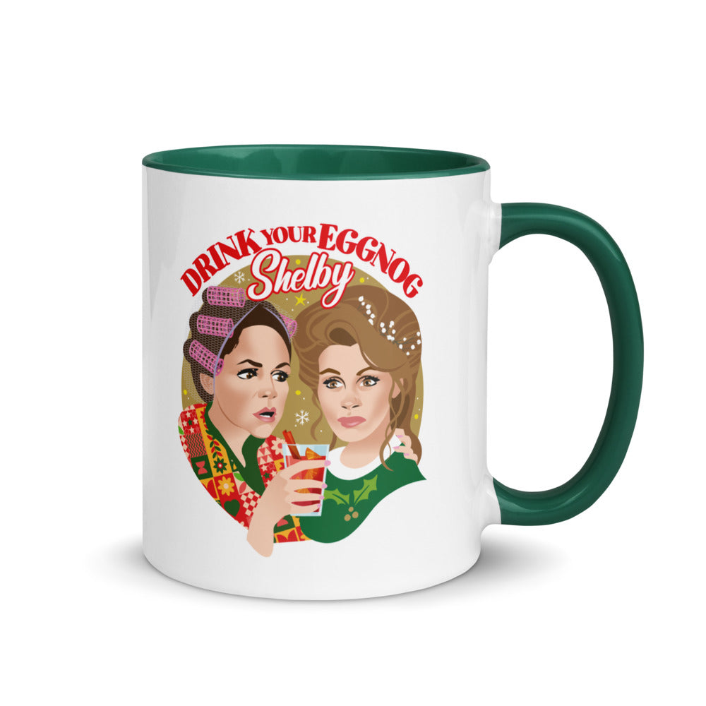 Debut garment mockup | Drink Your Eggnog Shelby (Mug) | Dark Green
