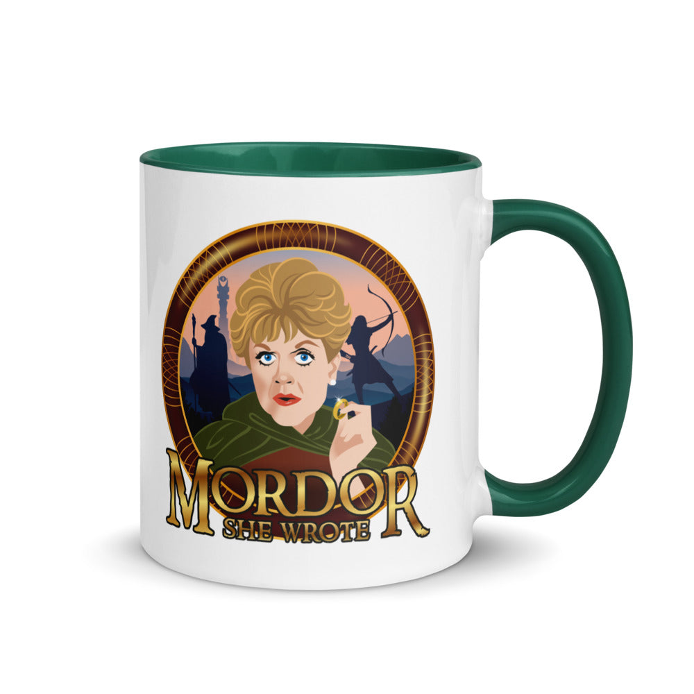 Debut garment mockup | Mordor She Wrote (Mug) | Dark Green