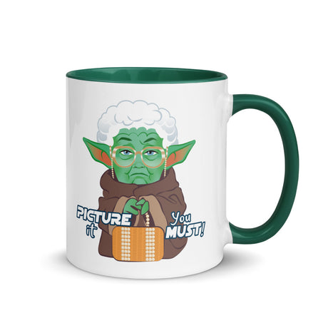 Debut garment mockup | Picture It You Must (Mug) | Dark Green
