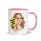 Debut garment mockup | I Don't Know Her (Mug) | Pink