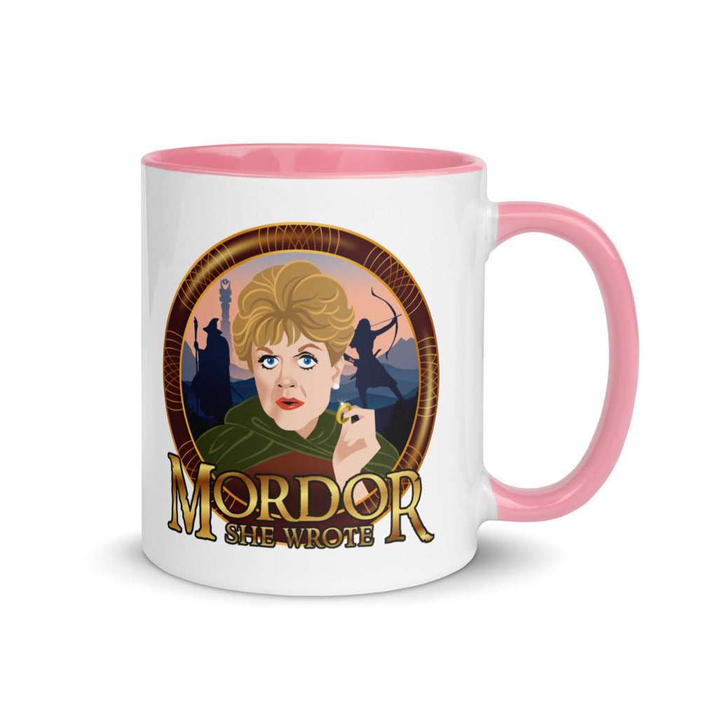 Debut garment mockup | Mordor She Wrote (Mug) | Pink