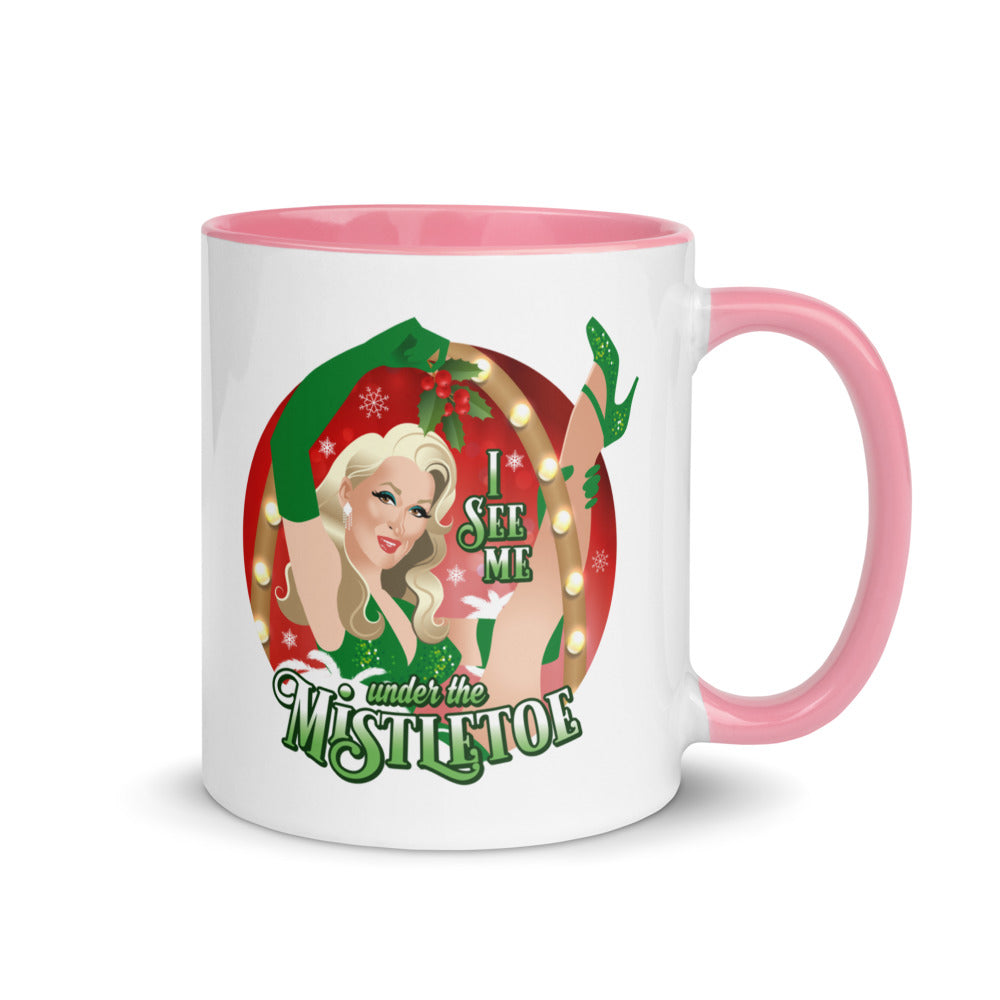 Debut garment mockup | I See Me Under the Mistletoe (Mug) | Pink