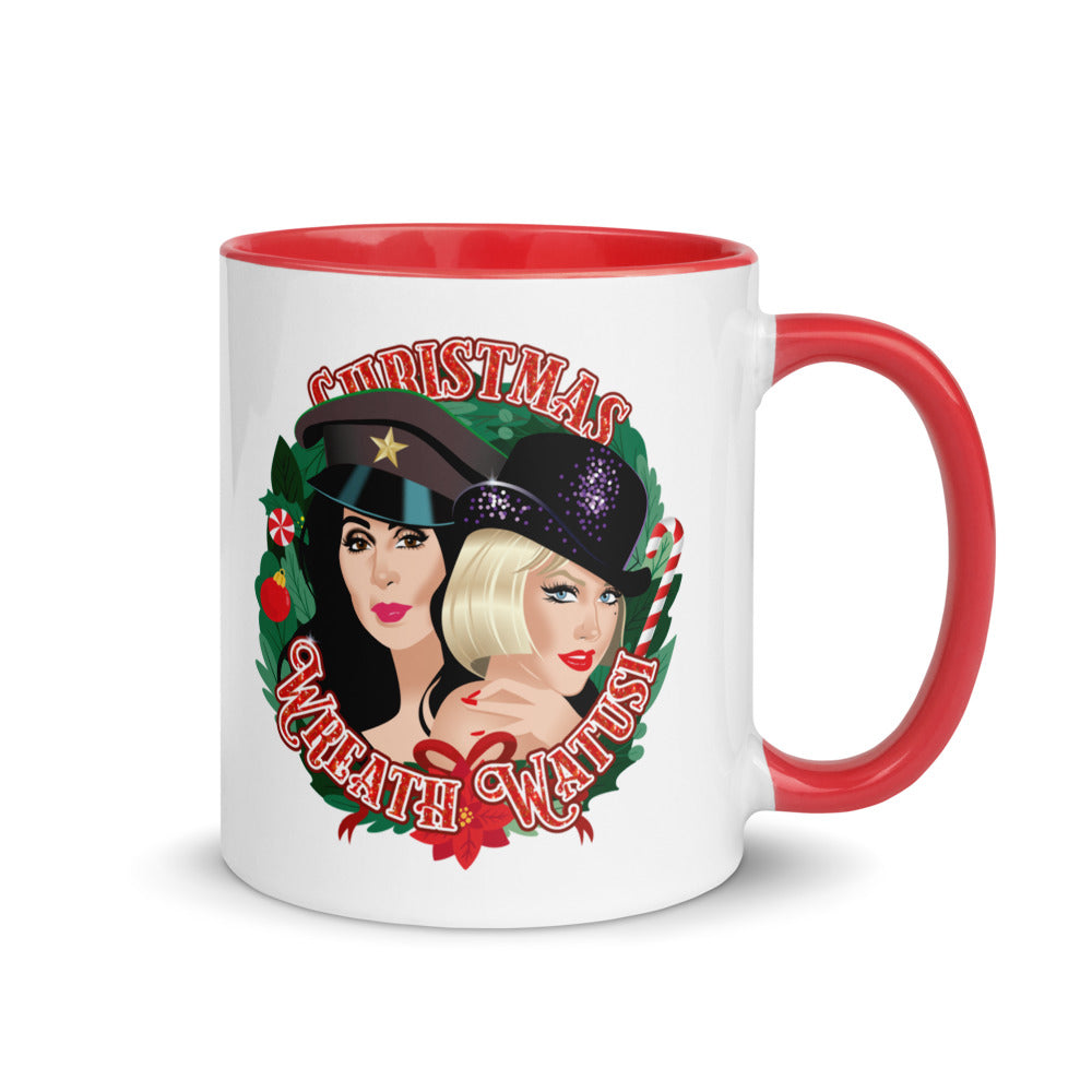 Debut garment mockup | Christmas Wreath Watusi (Mug) | Red