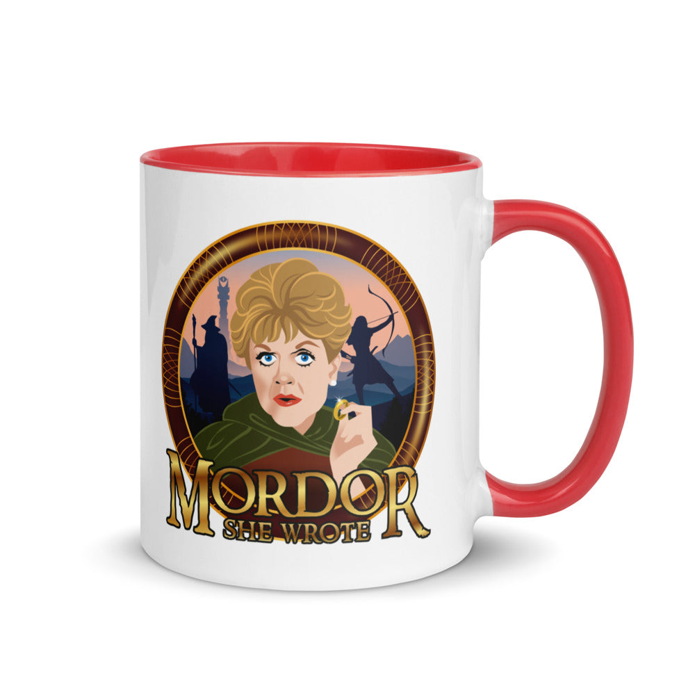 Debut garment mockup | Mordor She Wrote (Mug) | Red
