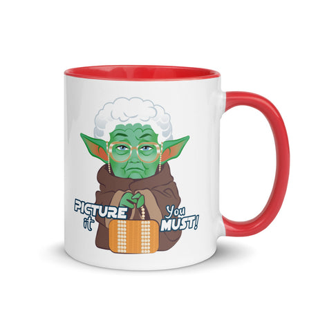 Debut garment mockup | Picture It You Must (Mug) | Red