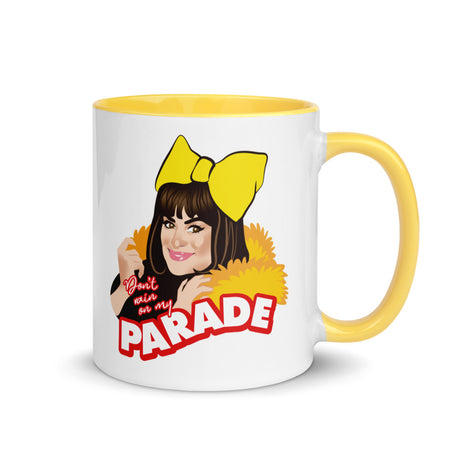 Debut garment mockup | Don't Rain on My Parade (Mug) | Yellow
