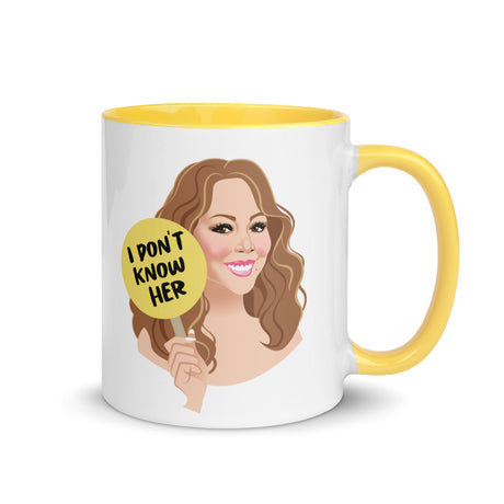Debut garment mockup | I Don't Know Her (Mug) | Yellow