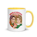 Debut garment mockup | Drink Your Eggnog Shelby (Mug) | Yellow