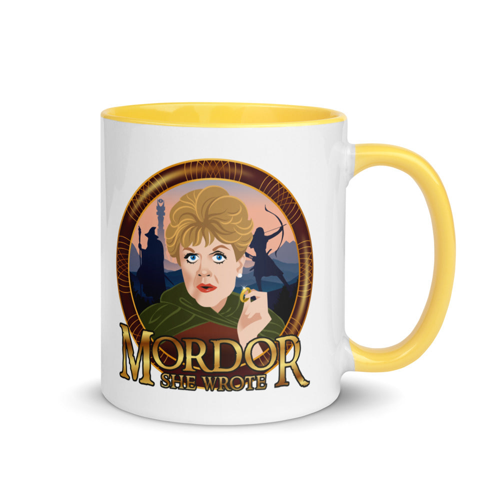 Debut garment mockup | Mordor She Wrote (Mug) | Yellow