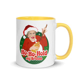 Debut garment mockup | Ho Ho Hold My Broom (Mug) | Yellow
