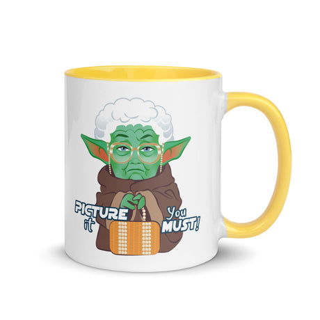 Debut garment mockup | Picture It You Must (Mug) | Yellow
