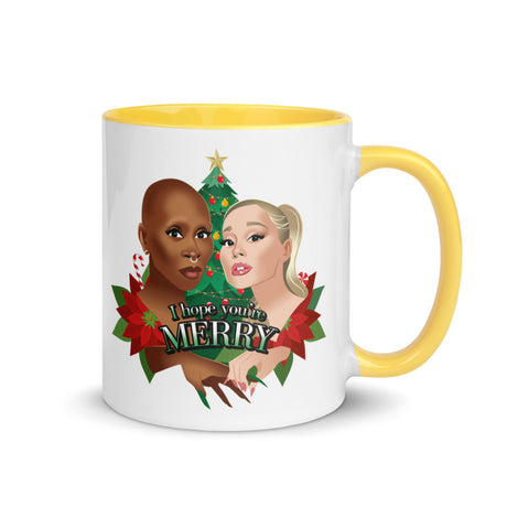 Debut garment mockup | I Hope You're Merry (Mug) | Yellow