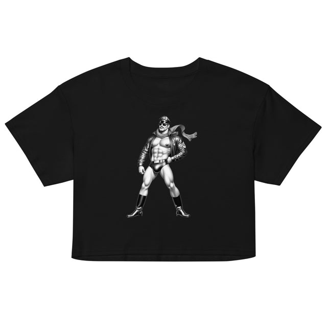 Debut garment mockup | Permission to Land (Crop Top) | Black