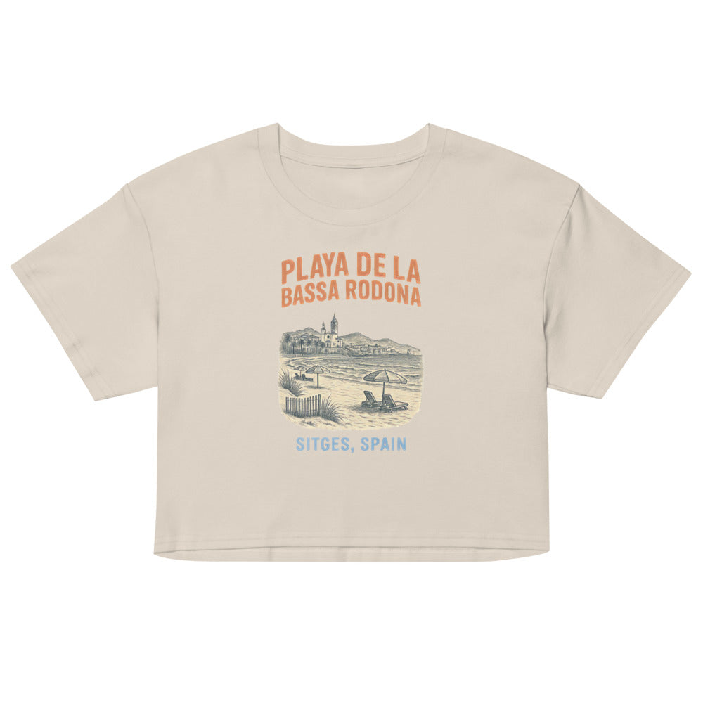 Debut garment mockup | Playa de la Bassa Rodone (Crop Top) | Bone