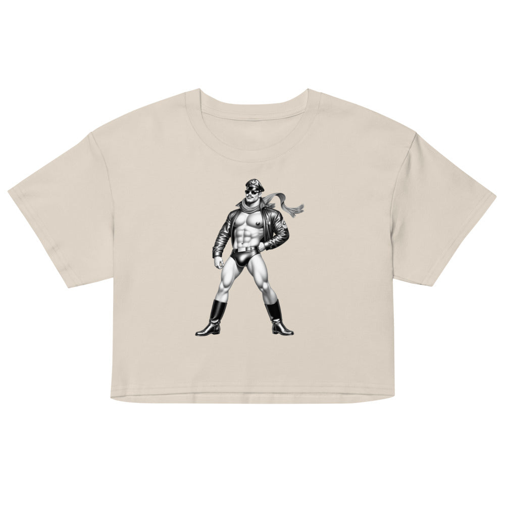 Debut garment mockup | Permission to Land (Crop Top) | Bone