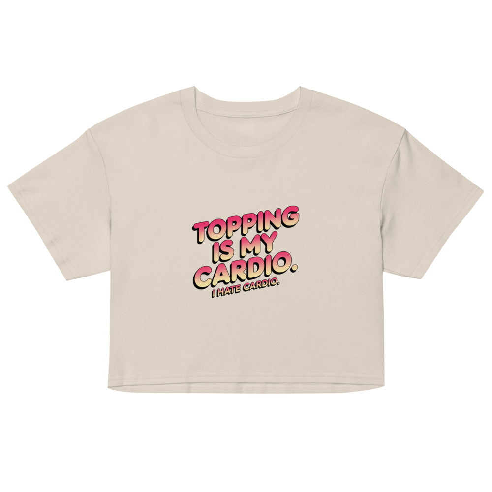 Debut garment mockup | Topping Is My Cardio (Crop Top) | Bone