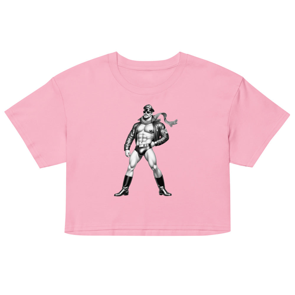 Debut garment mockup | Permission to Land (Crop Top) | Bubblegum