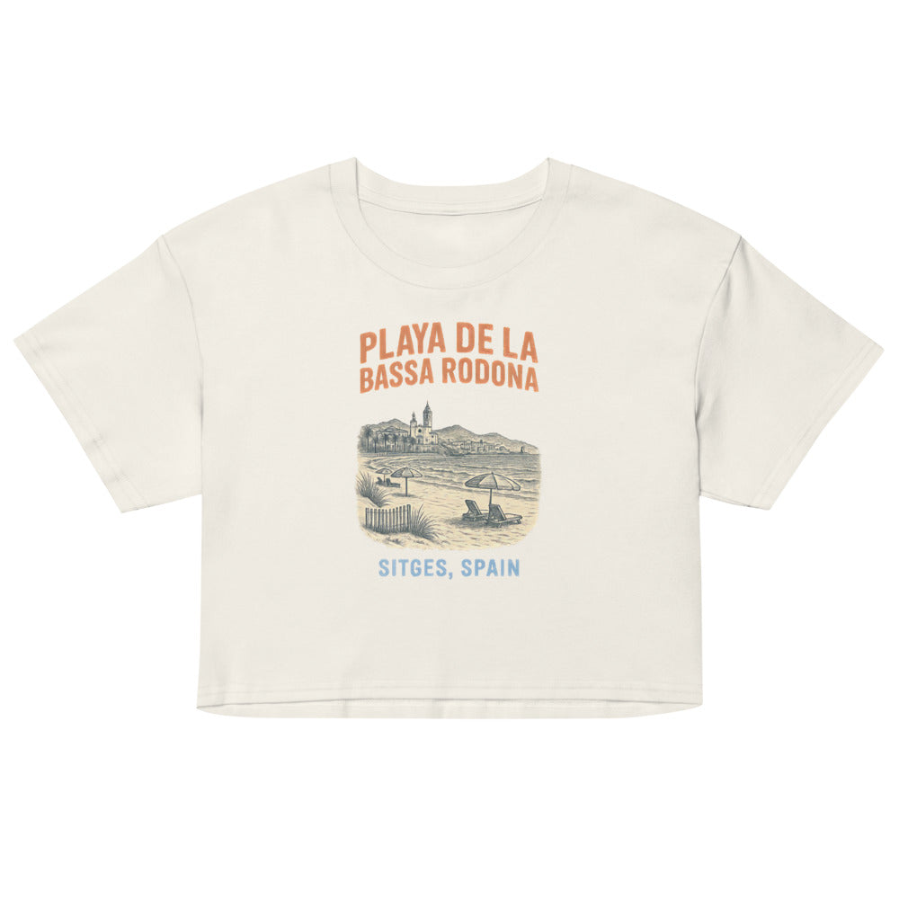 Debut garment mockup | Playa de la Bassa Rodone (Crop Top) | Ecru
