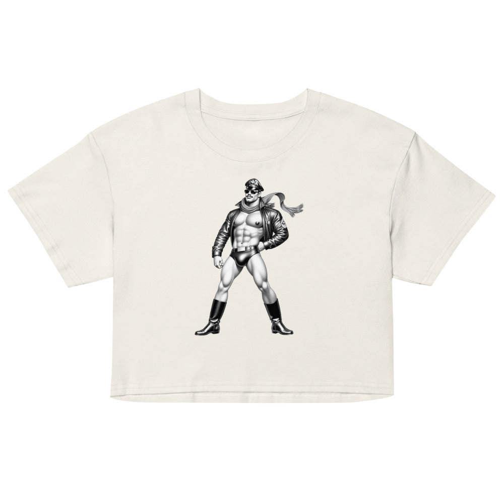 Debut garment mockup | Permission to Land (Crop Top) | Ecru