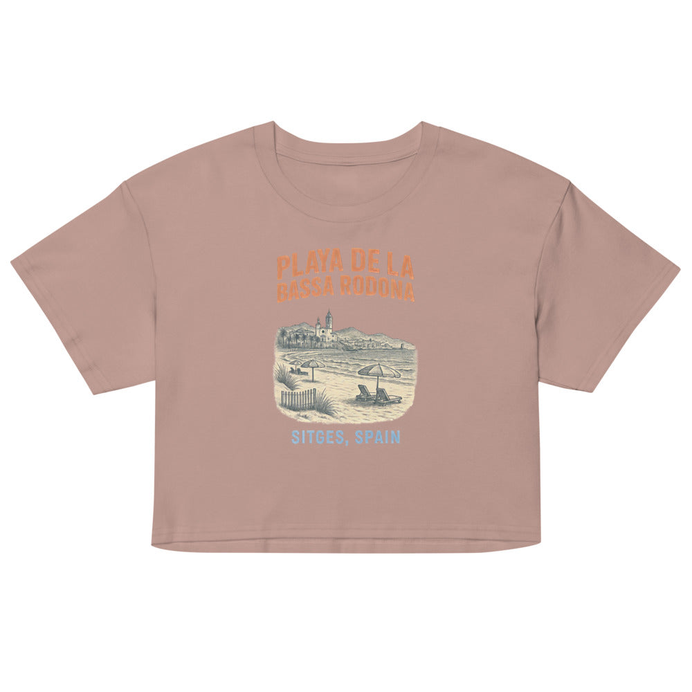 Debut garment mockup | Playa de la Bassa Rodone (Crop Top) | Hazy Pink